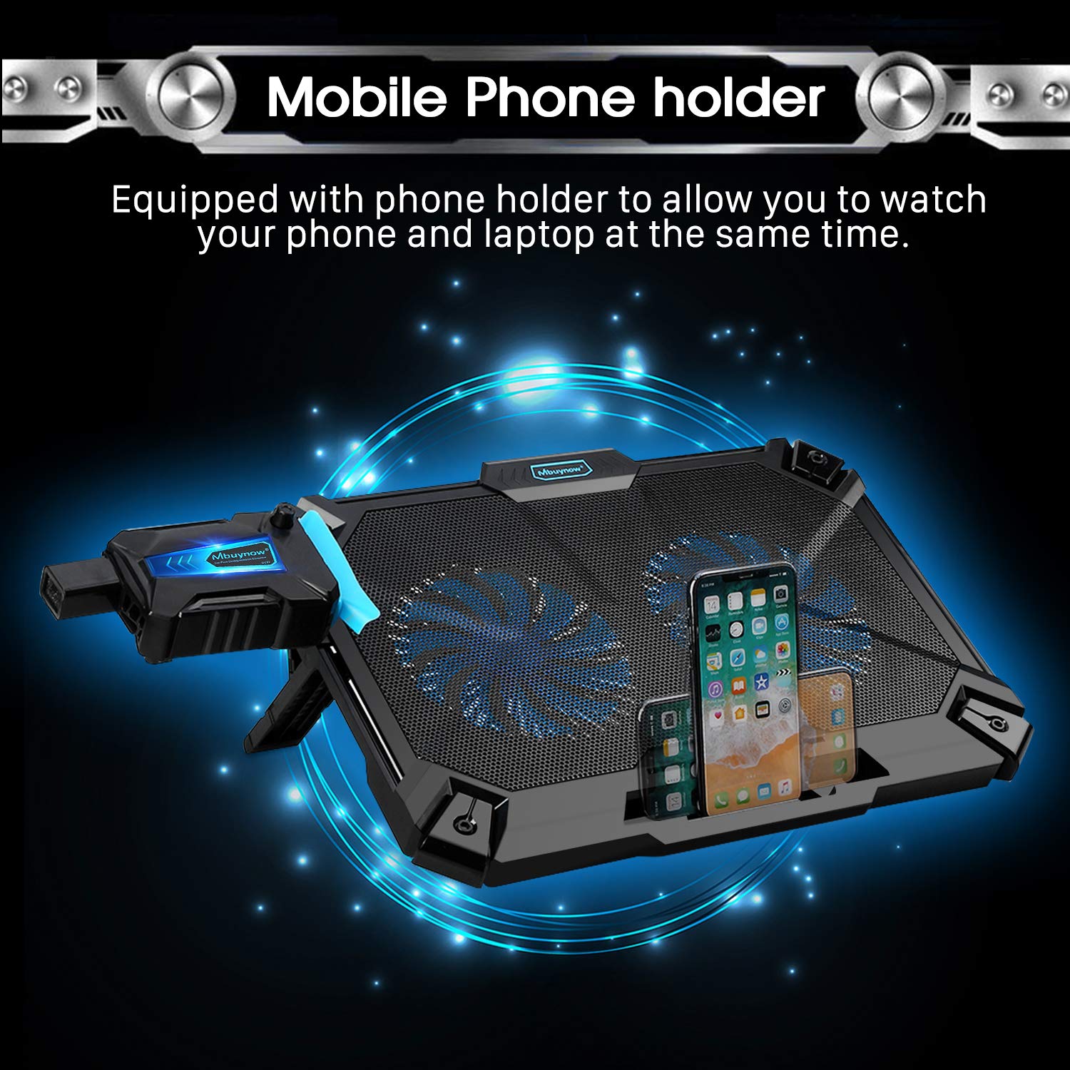 Refroidisseur Pc Portable 2 Fan Refroidissment Silencieux Rapidement Avec Mini Ventilateur Externe Pour Ordinateur Portable Gaming 12-17 Pouces