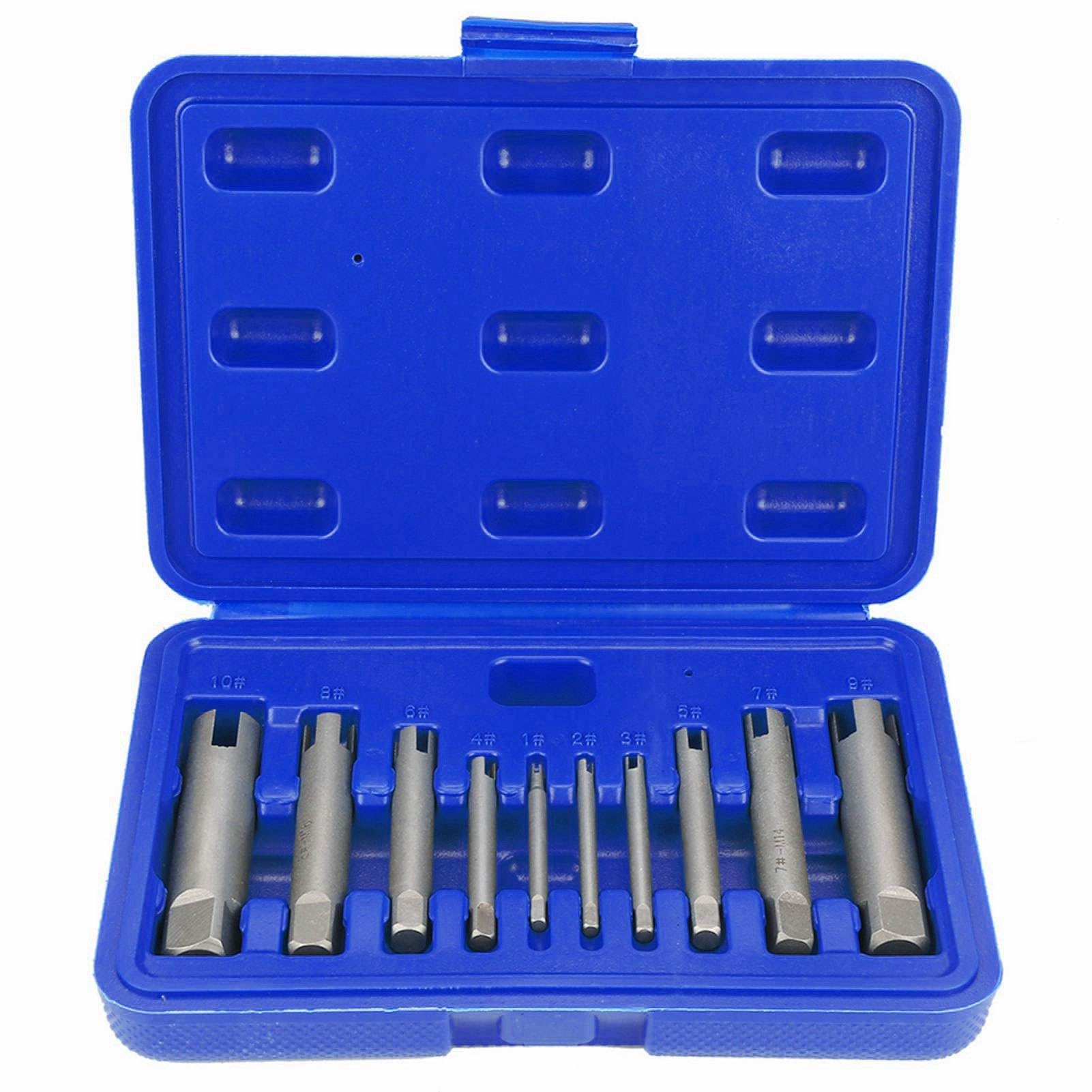 Stripped Screw, Steel Broken Head Taps Stripped Screw Remover Kit Tap Extractor Set, Threading Tap Extractors (10Pcs)