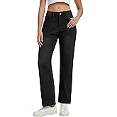 Simlakey Women's Straight Leg Jeans High Waisted Baggy Wide Leg Jeans Stretchy Trendy Casual Loose Denim Pants with Pockets