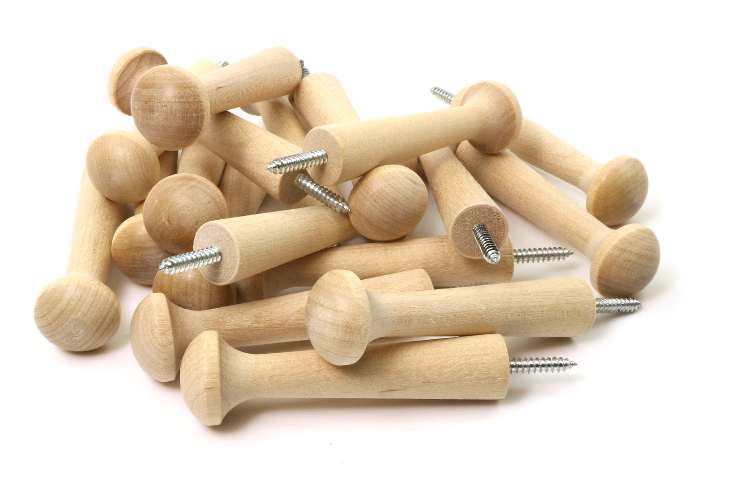 Birch Shaker Peg - Screw in Version 3.5" / 90mm (Pack of 20)
