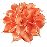DuHouse 20Pcs Artificial Calla Lily Flower Real Touch Latex Flowers for DIY Wedding Bouquet Party Home Decor (Coral)