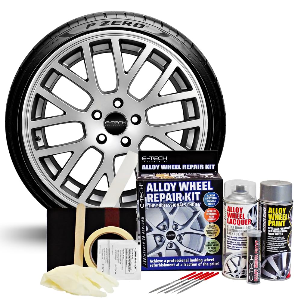 E-TECH Complete Alloy Wheel Refurbishment Repair Kit - Silver - AW-KIT-01