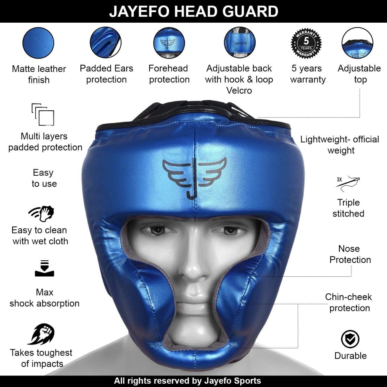 JAYEFO Sports Head Guard for Boxing MMA Kickboxing Muay Thai SELF Defence Training Gear Protection Helmet Martial Arts for Youth Men & Women : Sports & Outdoors