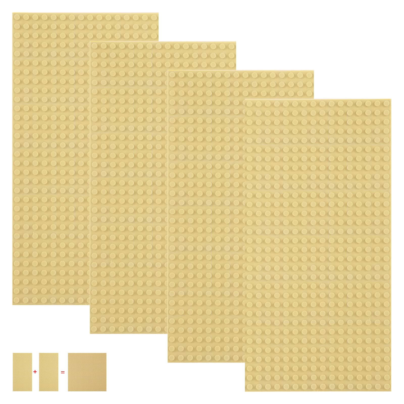 shineFinder 4 base Plates Compatible with Lego, Baseplate 5"x10" with 16 x 32 stud board (Sand) — image 1