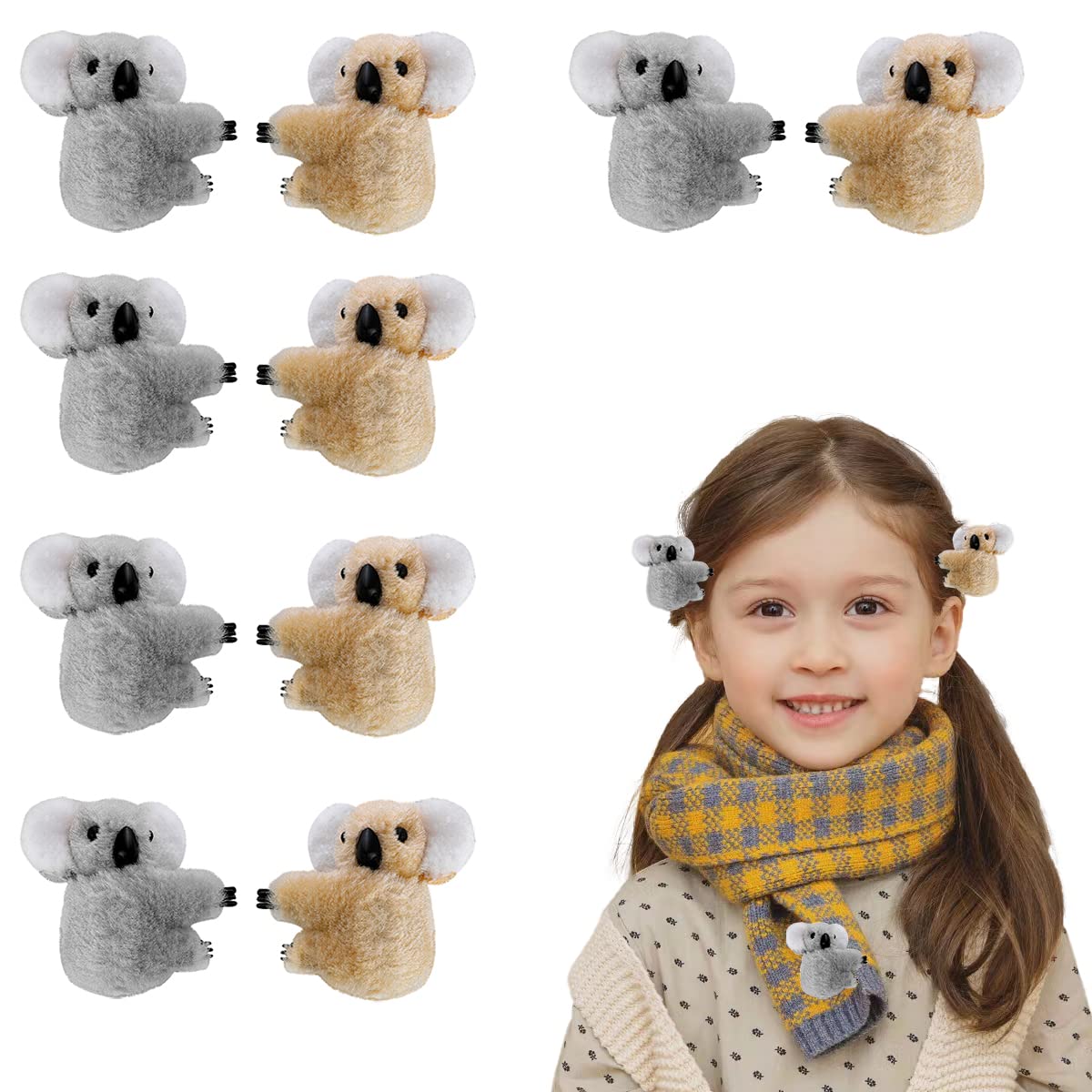 10 PCS Koala Stuffed Animal Hair Clips, Small Koala Hair Claw Clip for Women and Girls