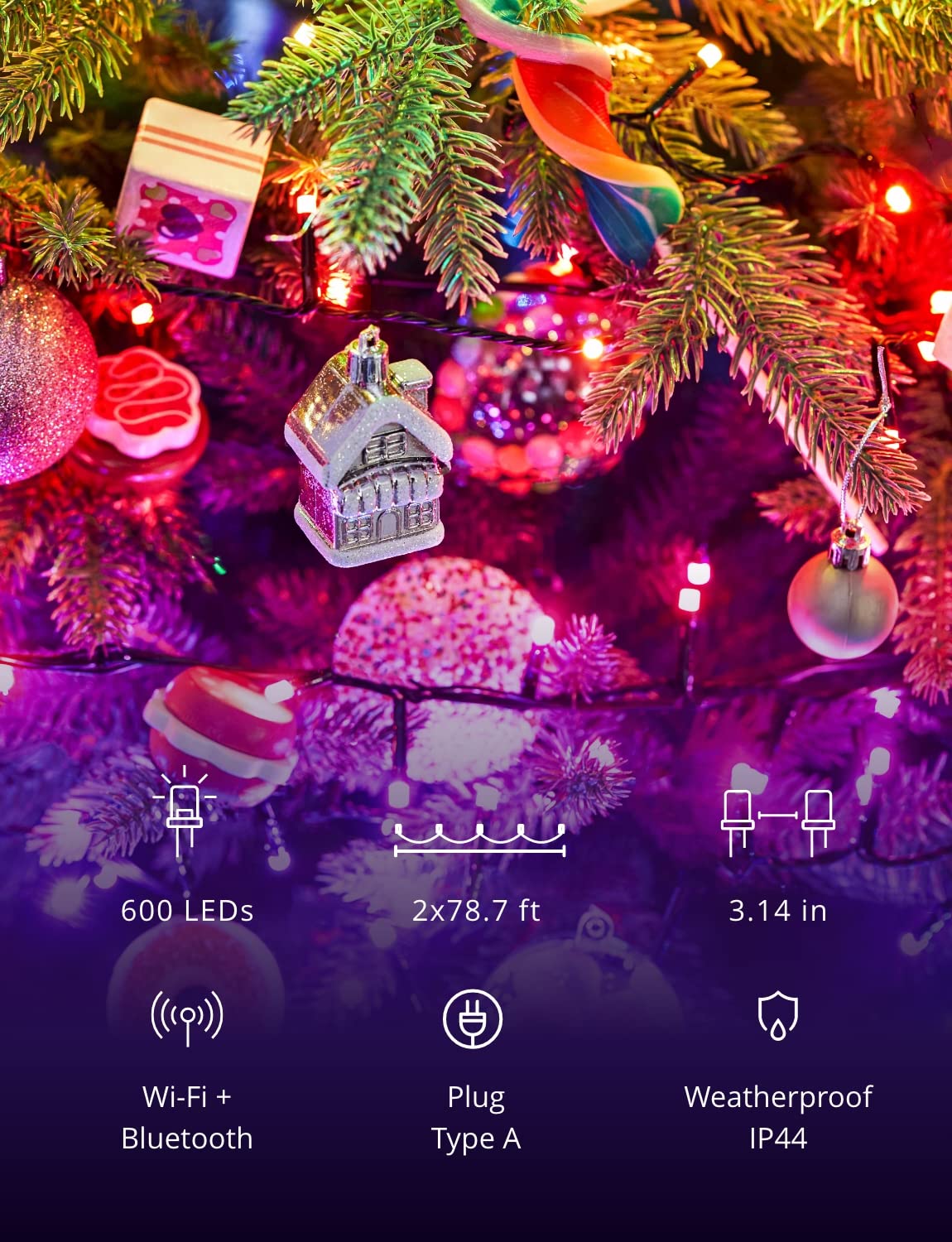 Twinkly Strings App Controlled 157 Feet Smart Christmas Lights with 600 RGB LEDs