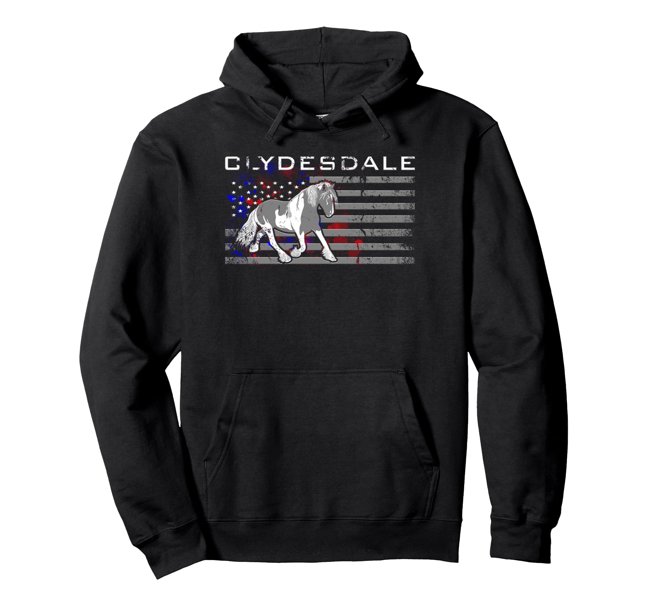 Photo 1 of Clydesdale Horse US American Flag Pullover Hoodie