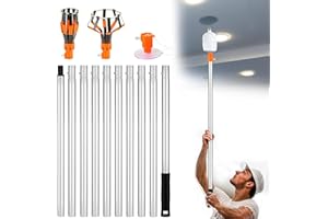 Drunhan Light Bulb Pole Changer, 12FT High Ceilings & Recessed Lights Bulb Replacement Tool, Extension Pole Light Bulb Changer with Baskets and Suction Cup(Orange)