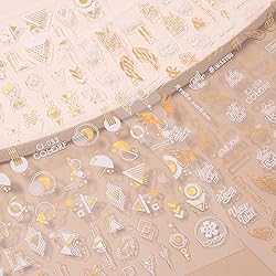 Gold Flowers Nail Art Stickers, Lace Flower Leaf