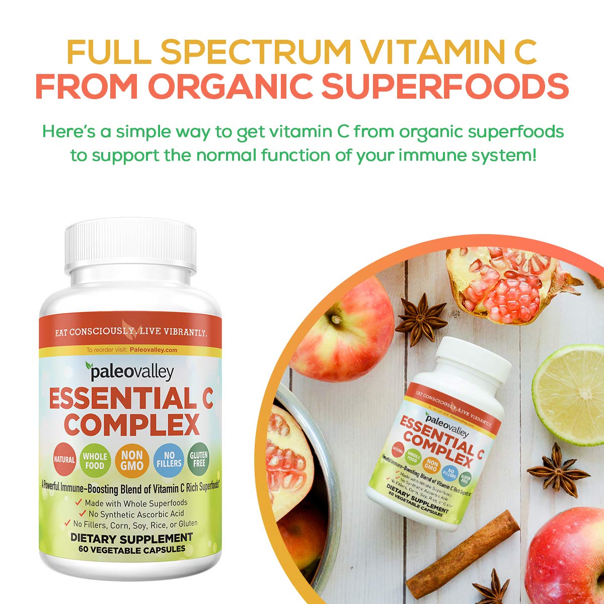 Paleovalley Essential C Complex Vitamin C Food Supplement with