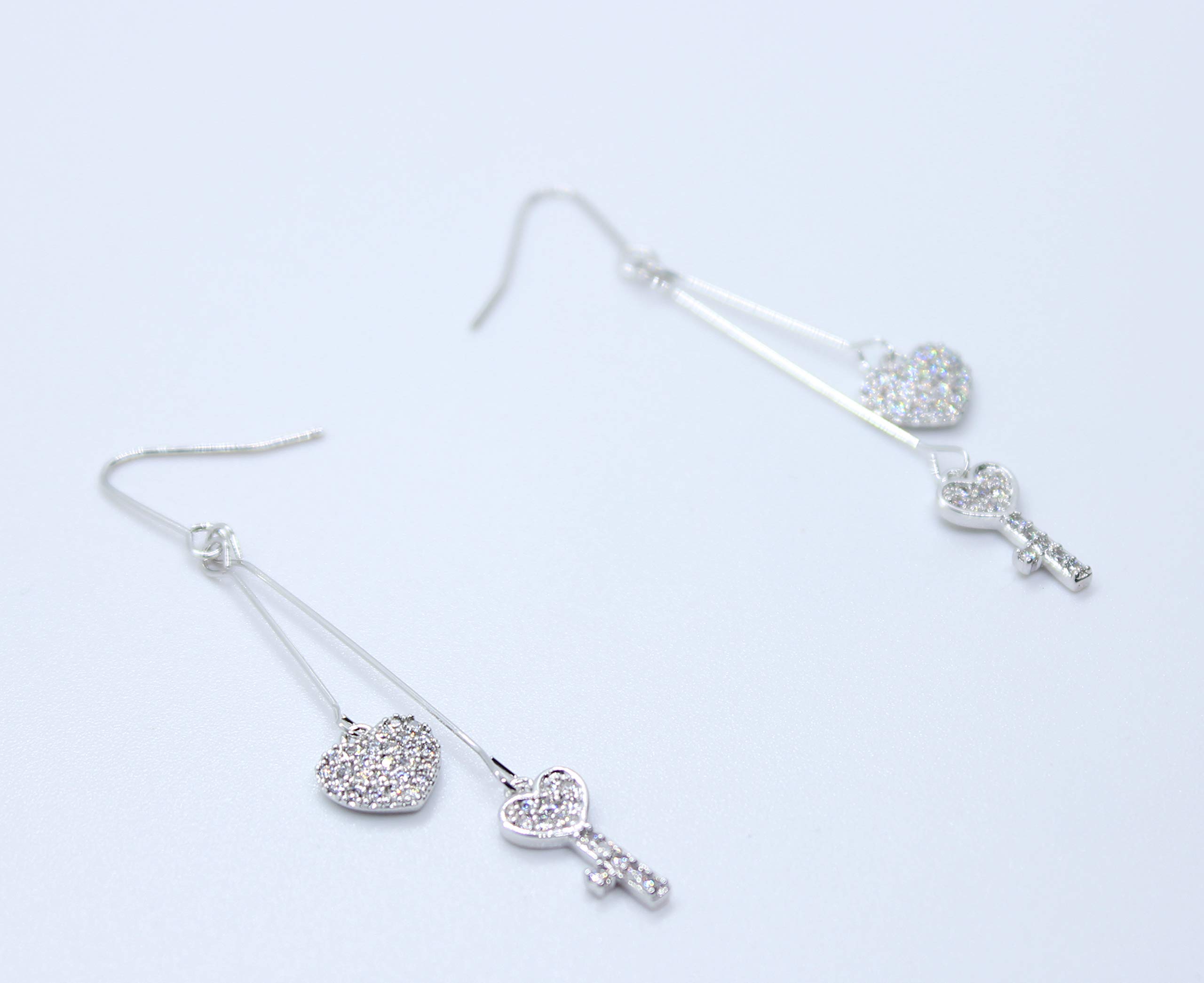 Goddess Area 925 Sterling Silver Hoop Earrings,Round Hoop Earrings for Women,Girls\' Gifts (Heart Key)