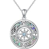 DAOCHONG Sterling Silver Compass Celtic Pendant Necklace Graduation Friendship Talisman Travel Necklace Inspirational Graduation Gift Jewelry Gifts for Women Girls