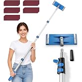 Drywall Pole Sander with Telescoping Pole, Stable Metal Head &amp; 25 Sandpaper | Hook and Loop Sheets in 5 Grits(60,80,180,240,320), 20&ndash;43 in Overall Length, Soft Foam Grip, for Wall/Ceiling/Paint Prep/Edge