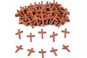 Hufopik 50 Pack Wooden Crosses, 1.2x1.7 Inches, Small Wooden Crosses for Crafts, Small Cross Pendant, Mini Cross, Easter Egg Fillers