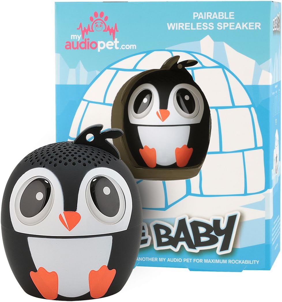 My Audio Pet Penguin Mini Bluetooth Animal Wireless Speaker for Kids of All Ages - True Wireless Stereo Technology – Pair with Another TWS Pet for Powerful Rich Room-Filling Sound - (ICE ICE Baby)