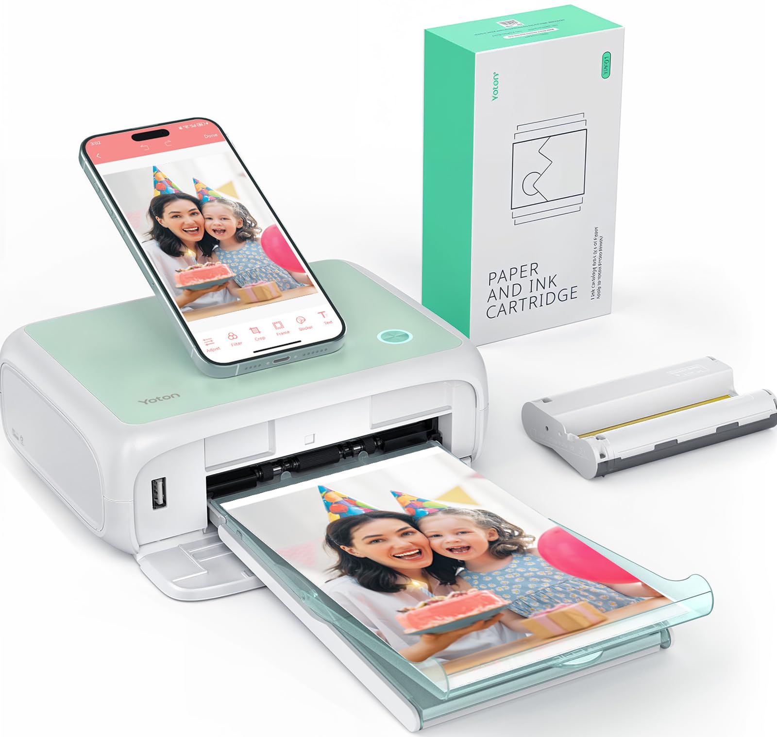 Photo 1 of (UNTESTED) YOTON Photo Printer, Picture Printer with 54 Sheets (4"x6") & 1 Cartridges, Support AR Video Printing, Wi-Fi Connection, Portable Photo Printer for iPhone/Android/Laptop