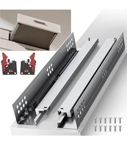 thumbnail interactive-video image 1 of LONTAN 6 Pair 21 Inch Undermount Drawer Slides Soft Close Full 1 of 10