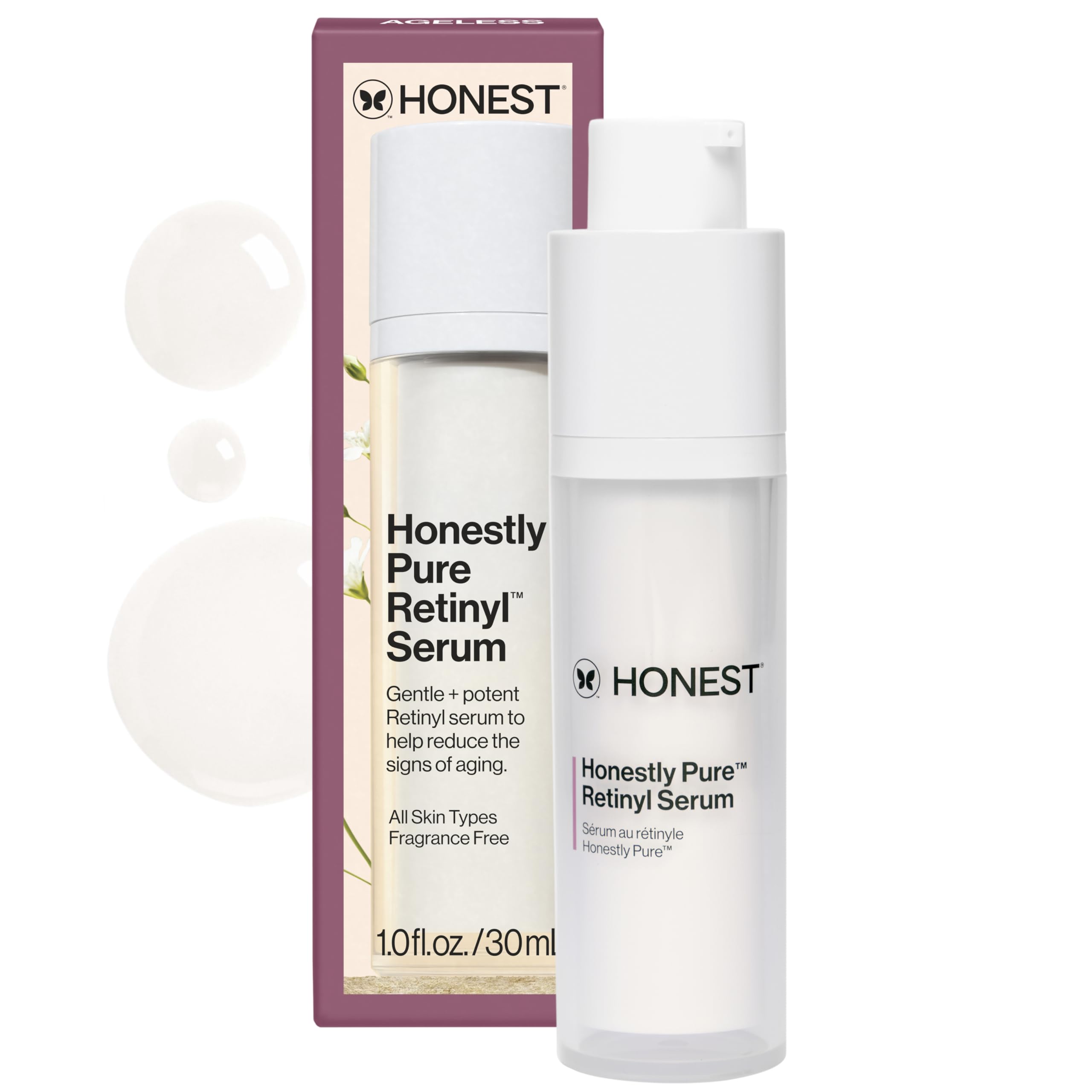Honest Beauty Honestly Pure Retinol Serum with Tapioca Encapsulated Time-Released Retinol & Hyaluronic Acid | Paraben Free, Dermatologist Tested, Cruelty Free | 1.0 fl. oz.