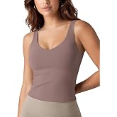 ODODOS Women's Tank Top with Built in Bra - Buttery Soft U Back Light Support Workout Yoga Sports Bra