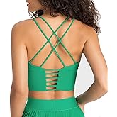 Lemedy Women Padded Strappy Sports Bra Longline Workout Yoga Tank Top with Built in Shelf Bra
