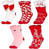 Evankin Valentines Day Socks Pink Heart Fuzzy Socks Cozy Fluffy for Women Gifts Warm Calf-Socks Galentines Day Gift