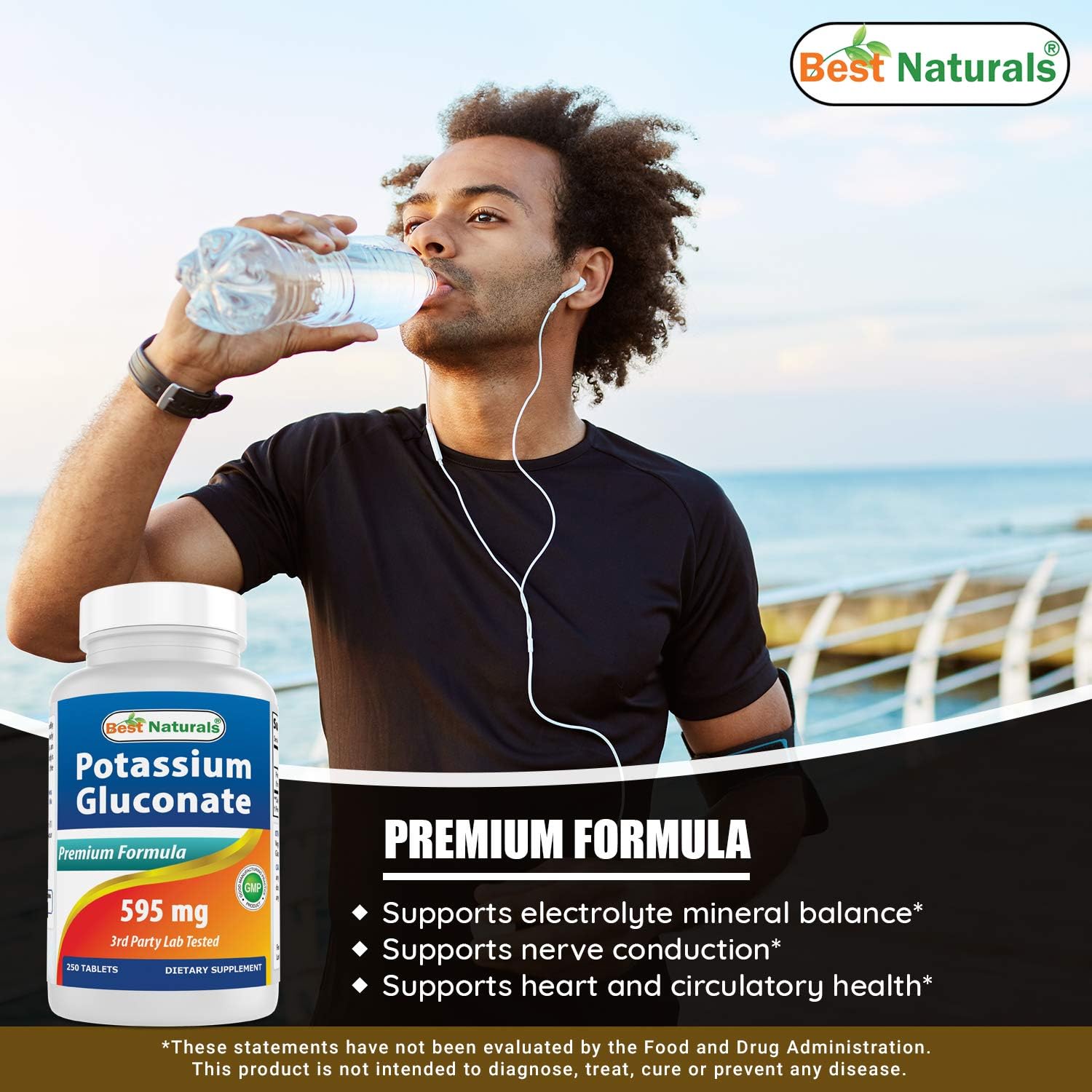 Best Naturals Potassium Gluconate Supplement 595 Mg Tablet, 250Count: Health & Personal Care