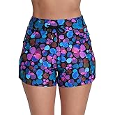 Halcurt Womens 3" Swim Board Shorts High Waisted Swimsuit Bottoms with Liner Pockets Quick Dry Beach Shorts