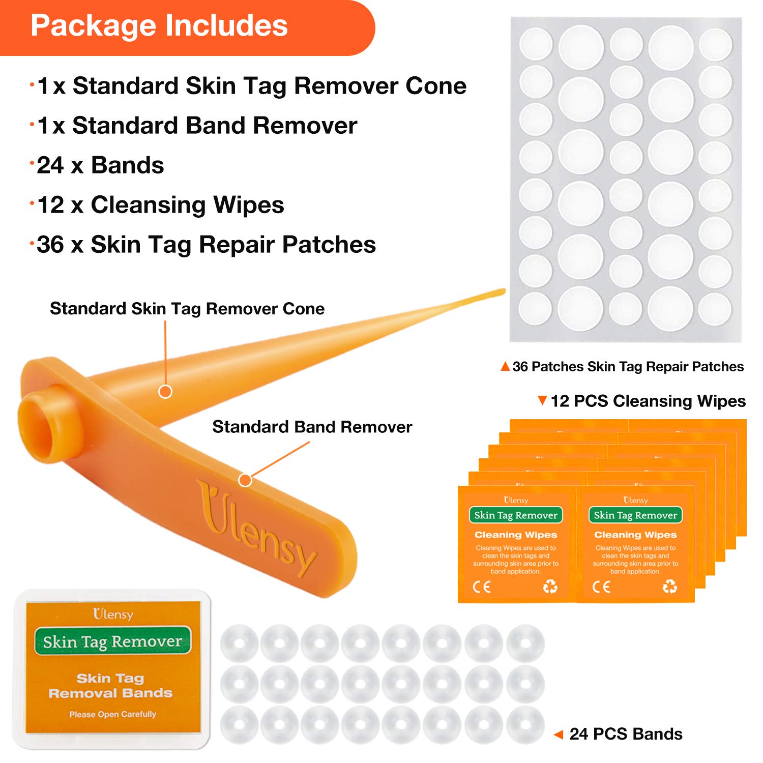 Ulensy Skin Tag Remover, Standard Skin Tag Removal Kit with 36Pcs Repair Patches for Face, Neck, Finger and Body, for Medium to Large (4mm to 8mm) Sized Skin Tags, Safe and Painless, Smooth Results : Beauty