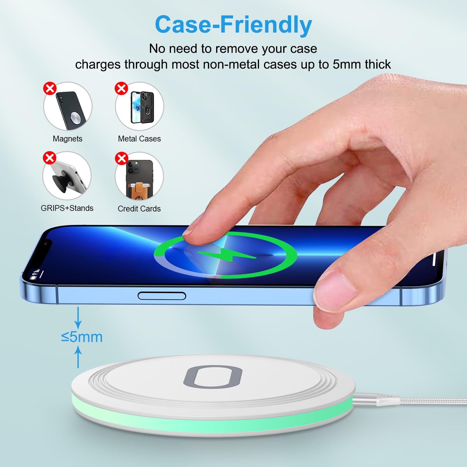 Samsung Galaxy Z-Flip Wireless Charger,Galaxy Z Flip 6/5/4 Wireless Charging Pad,15W Fast Wireless Charger for Galaxy Z Fold 6 5/S24 Ultra/S23/S22/S21/S20,iPhone 15/14/13,Cargador Inalambrico 2-Pack