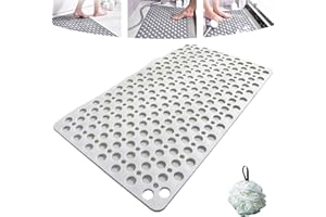 MERHM Casa and Beyond Shower Mat, Casaandbeyond Shower Mat with Suction Cups and Drain Holes,Machine Washable,Non Slip Bath Mat for Tub,Secure Bathtub Mat Easy Dry & Cut for Inside Shower(D, 34.6 * 15.7in)
