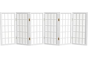 RED LANTERN 2 ft. Short Desktop Window Pane Shoji Screen - White - 6 Panels