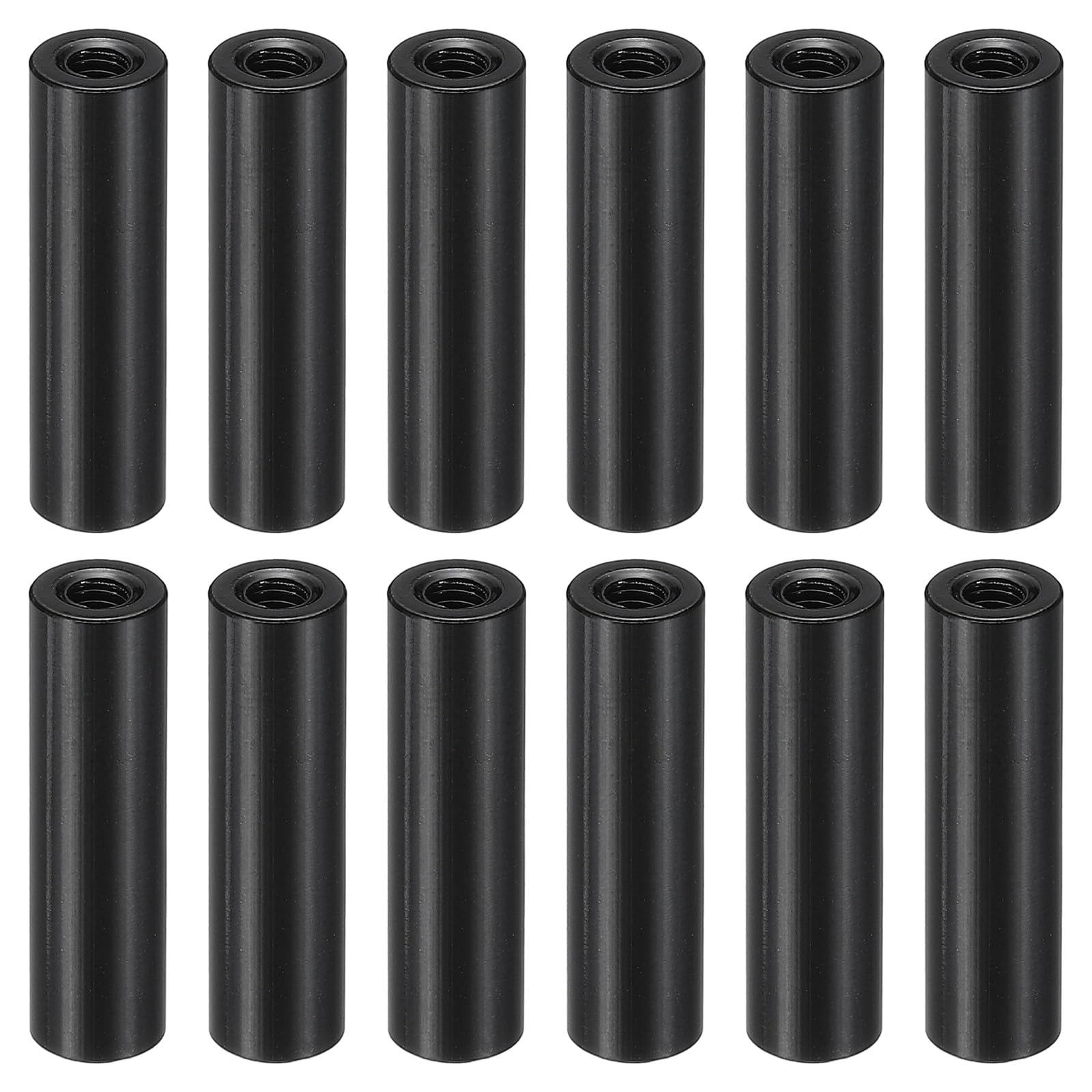 PATIKIL 12pcs M3 Metal Threaded Standoff Spacer Nuts, Round Aluminum Spacers Female Coupling Screws, 1/8" ID x 1/4" OD, Black 3x6x22mm