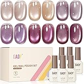 GAOY Glitter Cat Eye Gel Nail Polish Set 6 Colors, Purple Pink | UV Lamp Required, Holographic, Nail Art DIY at Home, Salon Manicure Pedicure, Long Lasting, Gift for Women