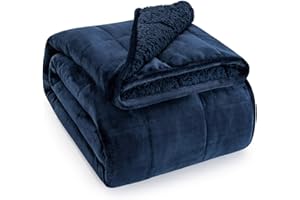 Sivio Sherpa Fleece Weighted Blanket for Adult, 20lbs Heavy Fuzzy Throw Blanket with Soft Plush Flannel, Reversible Full-Size Super Soft Extra Warm Cozy Fluffy Blanket, 60x80 Inch Dual Sided Navy Blue