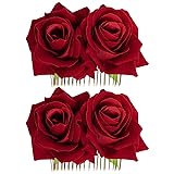 Topbuti 2 Pack Rose Flower Hair Clip Comb Wedding