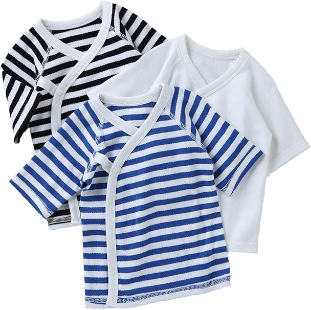 Amazon Co Jp Ampersand アンパサンド ベビー Cottonyfeel 短肌着 3p セット 赤ちゃん 男の子 女の子 コットン 新生児 前開き 70 ブルー 服 ファッション小物