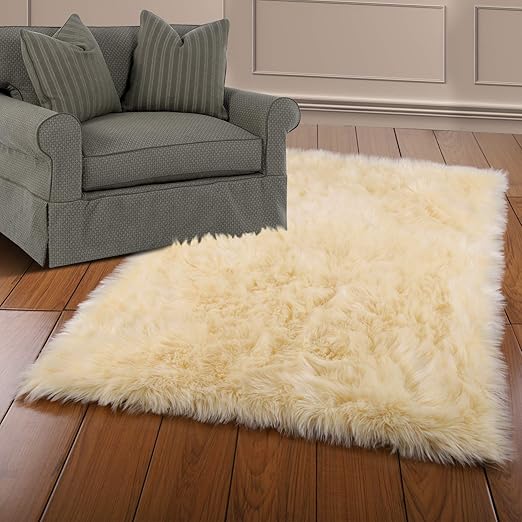 Amazon Com Yj Gwl Super Soft Faux Sheepskin Fur Area Rugs For Bedroom Floor Shaggy Plush Carpet Faux Fur Rug Bedside Rugs 2 X 3 Feet Rectangle Pale Yellow Home Kitchen