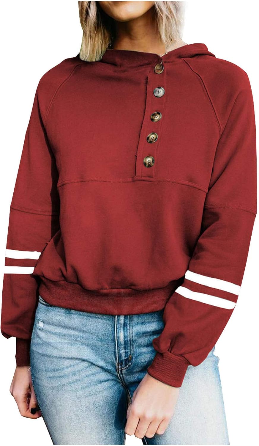 Women Hoodie Pullover Striped Long Sleeve Casual Unique Sweatshirt