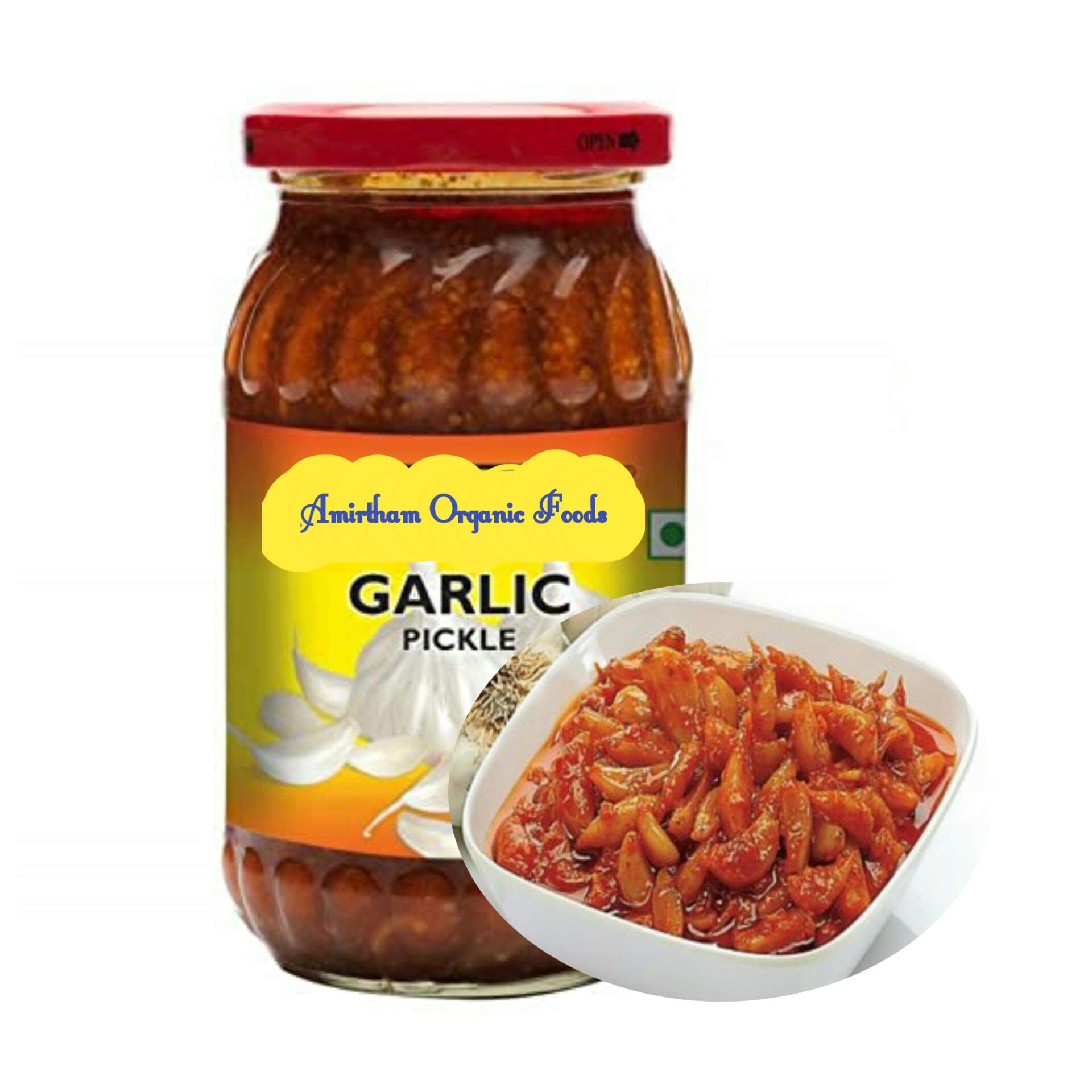Traditional Garlic Pickle 400g / पारंपरिक लहसुन का अचार / ಸಾಂಪ್ರದಾಯಿಕ ಬೆಳ್ಳುಳ್ಳಿ ಉಪ್ಪಿನಕಾಯಿ / પરંપરાગત લસણનું અથાણું / பாரம்பரிய பூண்டு ஊறுகாய்- Pure Homemade by Amirtham Organic Foods