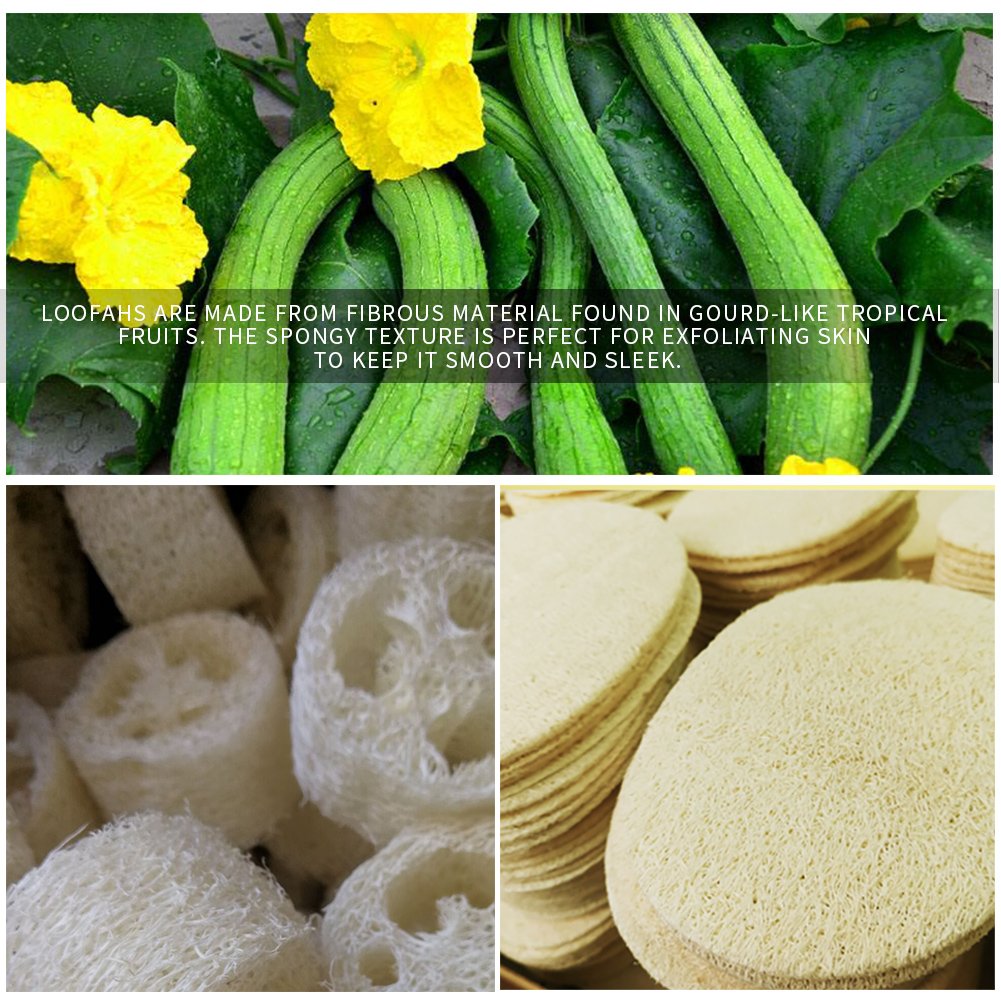 Kiloline Exfoliating Loofah Pads-2 Pack 100% Natural Luffa and Terry Cloth Materials Loofa Sponge Scrubber Brush Close Skin For Men and Women When Bath Spa and Shower: Beauty