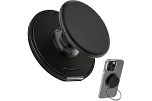 Juformin New Version Magnetic Phone Ring Grip，Aluminium Alloy Magnetic Stand with Soft Silicone Handle, Compatible with iPhon