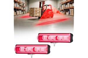 HSYFUNA LED Forklift Safety Light Red for AGV Automated Guided Vehicle, Forklift Truck, Industrial Lift, Warehouse Safety, IP67 Waterproof, Aluminum Housing (2PCS)