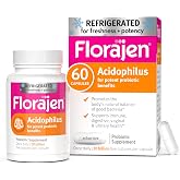 Florajen Acidophilus Probiotic, Extra-High Potency, 60 Capsules | Gut, Vaginal, &amp; Immune Health, Bloating &amp; Constipation Support for Adults, Refrigerated for Freshness, Live Active Cultures