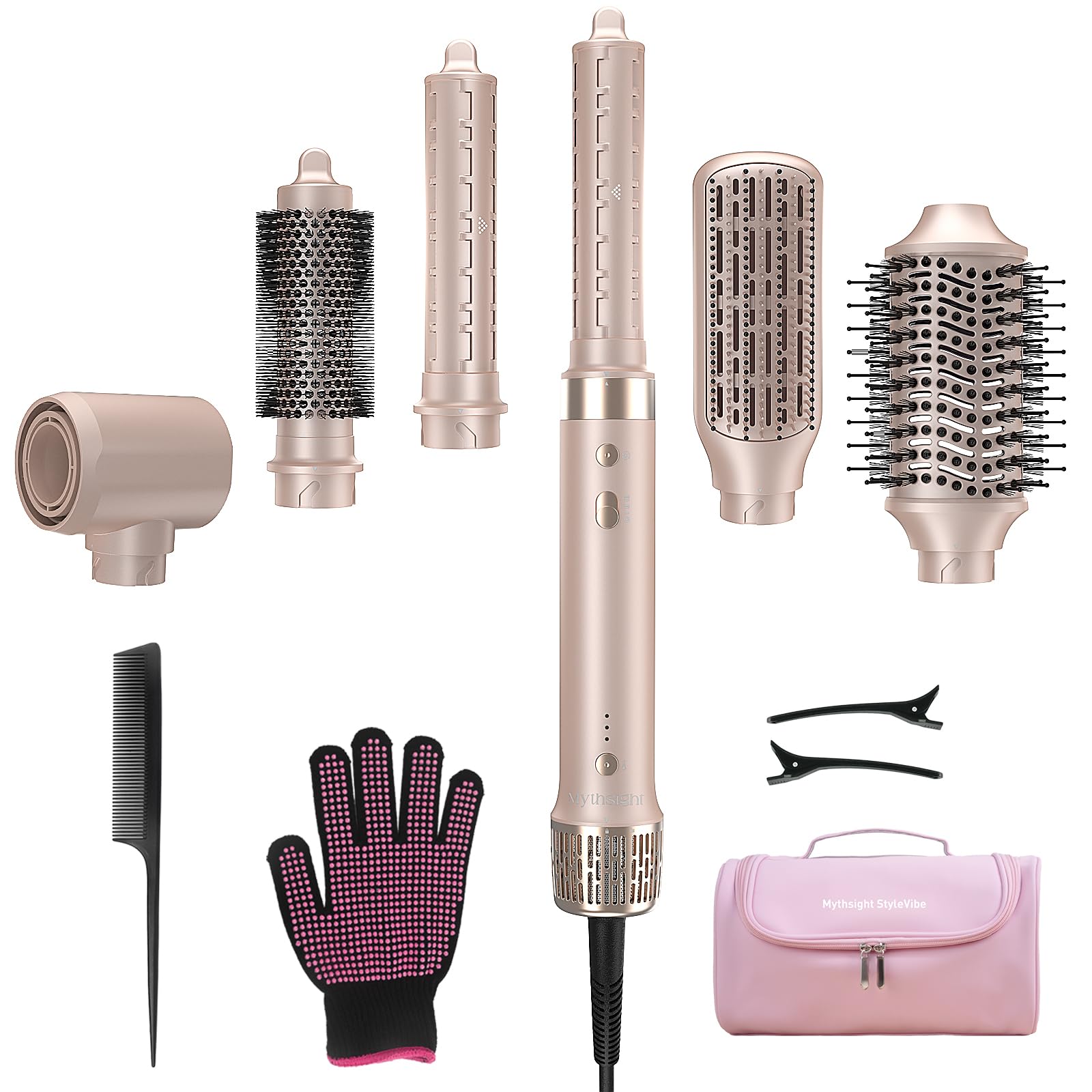 Photo 1 of Mythsight StyleVibe 6-in-1 Air Styler, Hair Dryer & Blow Dryer Brush with Travel Case - Auto Wrap Curls (L/R), Fast Drying, Thermal Round Brush for Smooth Blowouts & Frizz-Free Volume, No Heat Damage