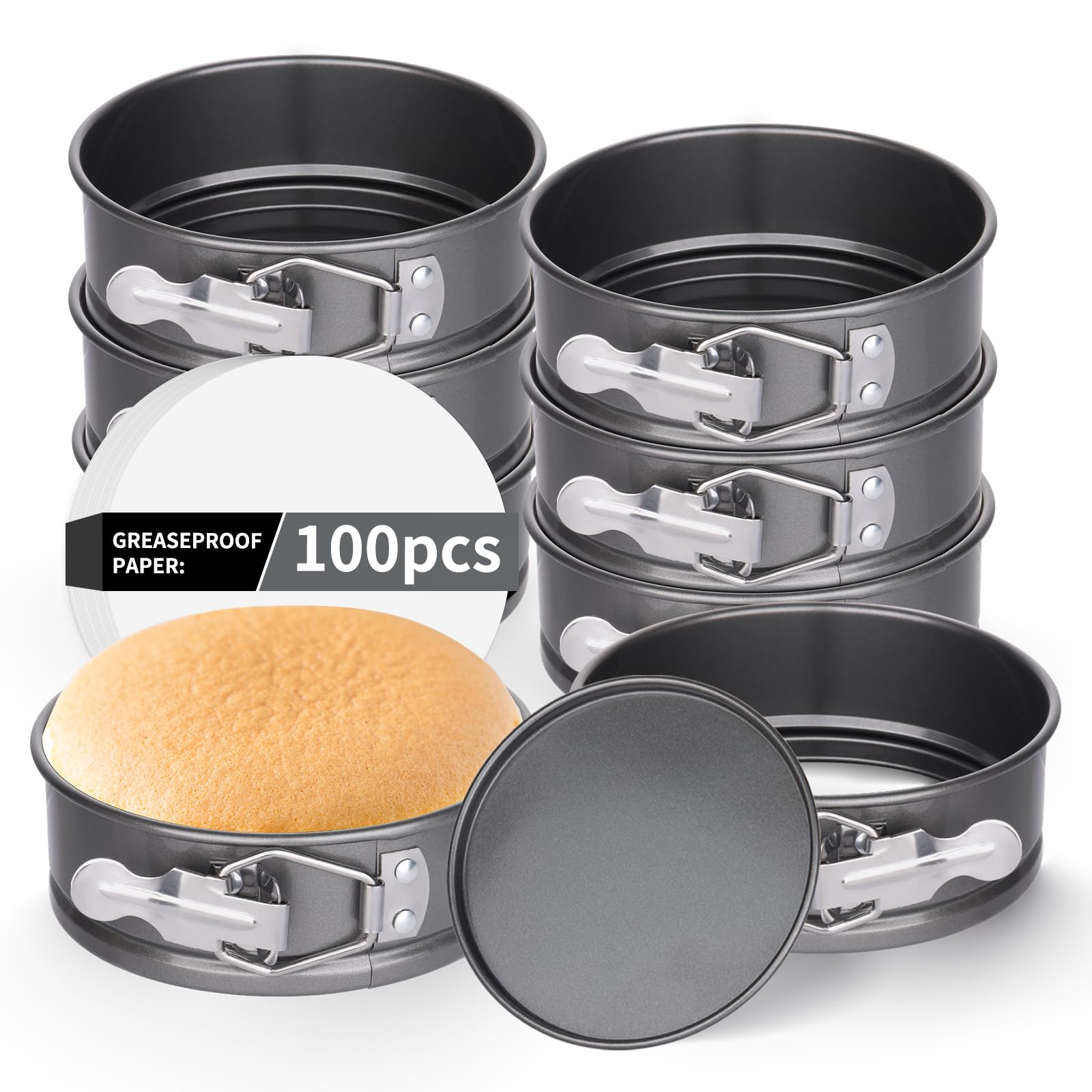 Springform Pan Liners Dualshine 8 Pcs 4 Inch Springform Pan Mini Cheesecake Pan with ...