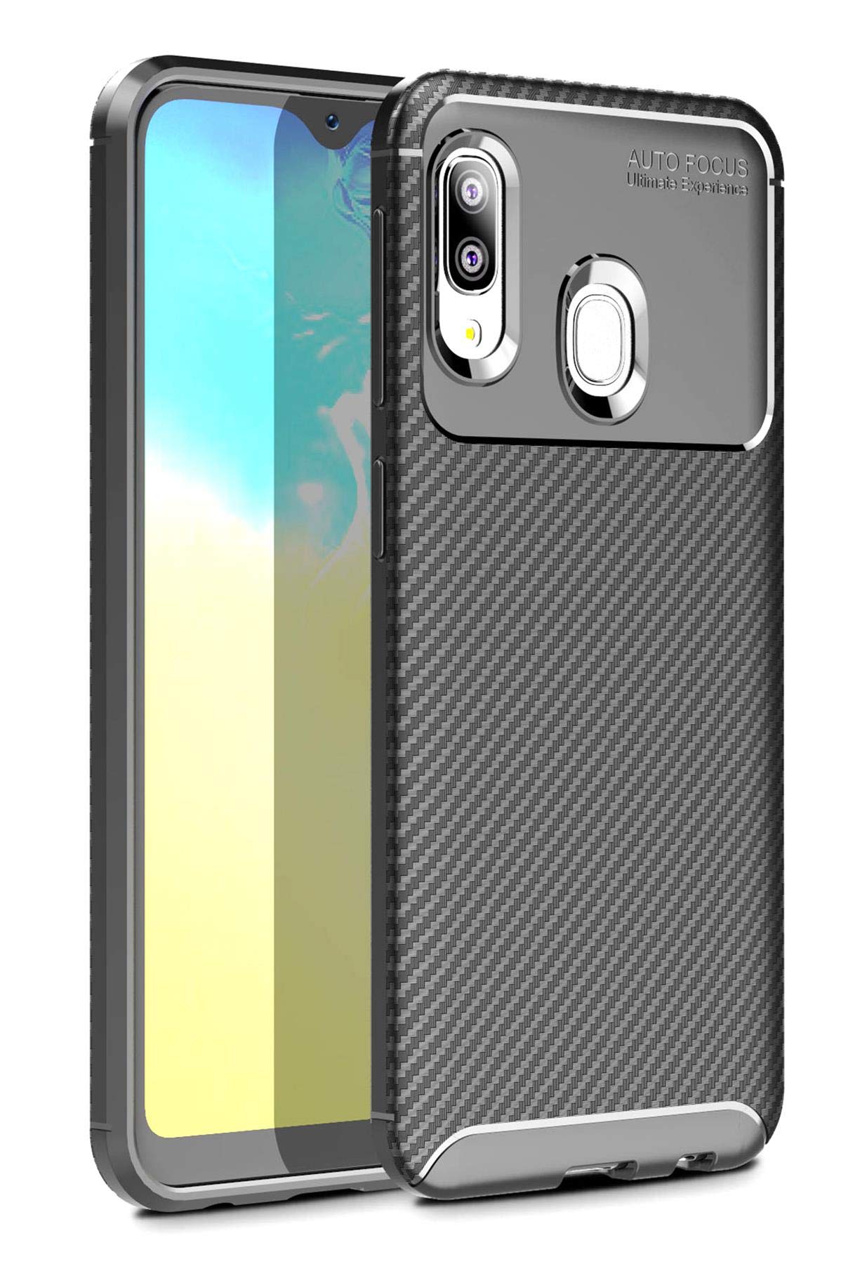 Case Collection Brushed Carbon Fiber Back Design Cover for Samsung Galaxy A20e Case (5.8") Slim-Fit Shock Absorption Anti Scratch Protective TPU Bumper for Samsung Galaxy A20e Phone Case