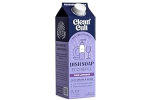 Cleancult Dish Soap Liquid Refills (32oz, 1 Pack) - Dish Soap that Cuts Grease & Grime - Free of Harsh Chemicals - Paper Based Eco Refill, Uses 90% Less Plastic - Wild Lavender