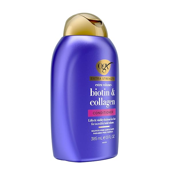 OGX EXTRA STRENGTH BIOTIN AND COLLAGEN CONDITIONER, 13 FL OZ, SULFATE-FREE, THICKER, FULLER HAIR