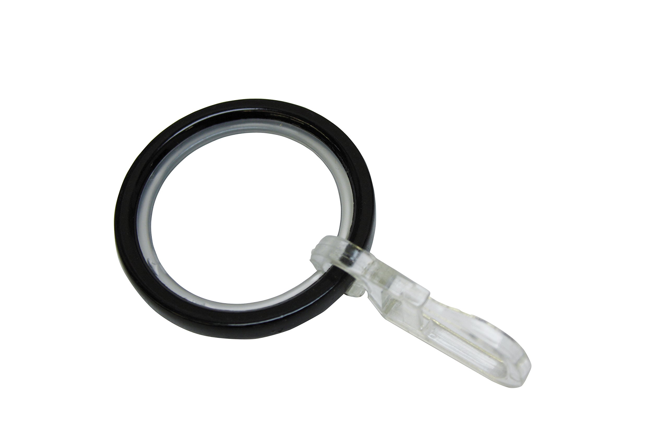 Gardinia Curtain Rings for Curtain Rods with 20 mm Diameter, Gliding Inlay and Pleated Hooks Included, 10 Pieces, Chicago Series, 4 mm Width, Metal, Black