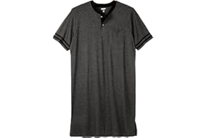 KingSize Men's Big & Tall Short-Sleeve Jersey Henley Nightshirt